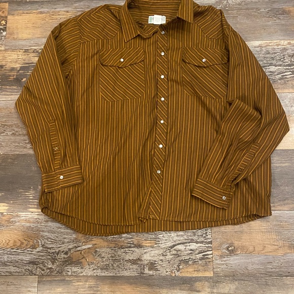Haband Shirts Haband Xxl Western Shirt Pearl Snap Button Down Brown